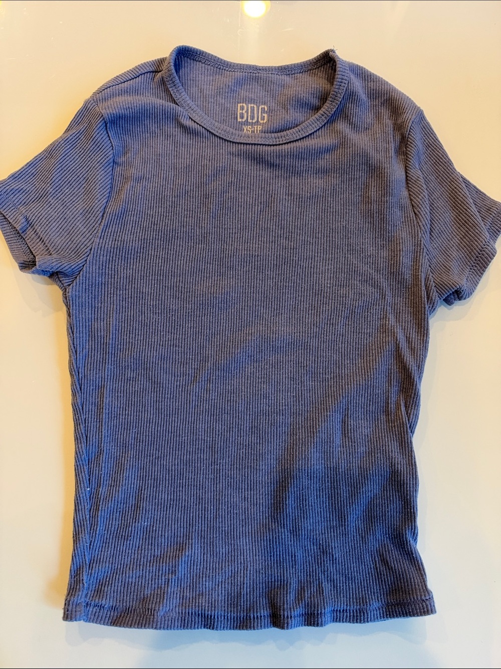 BDG Short-Sleeve Ribbed Crew Tee in Blue